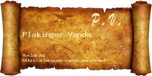 Plakinger Vanda névjegykártya